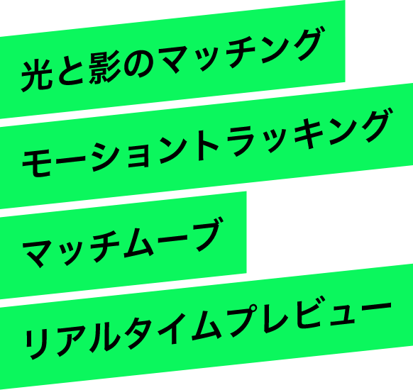 光と影のマッチング モーショントラッキング マッチームーブ リアルタイムプレビュー